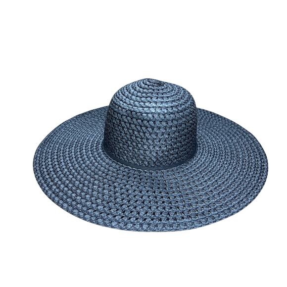 Retro Style Floppy Woven Wide Brim Sun Hat Black Beach Summer Pool Vintage Glam - Picture 2 of 8